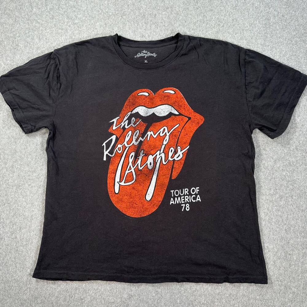 The Rolling Stones Band Tee Shirt Tongue Logo Size XL Short Sleeve Black
